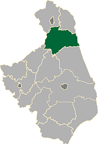 Mapka z zaznaczeniem powiatu augustowskiego