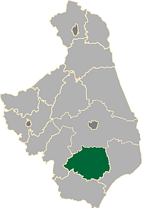Mapka z zaznaczeniem powiatu bielskiego