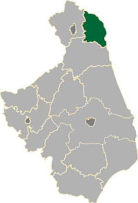 Mapka z zaznaczeniem powiatu sejneńskiego