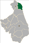 Mapka z zaznaczeniem powiatu sejneńskiego