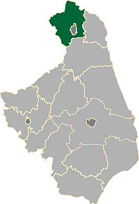 Mapka z zaznaczeniem powiatu suwalskiego