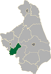 Mapka z zaznaczeniem powiatu zambrowskiego